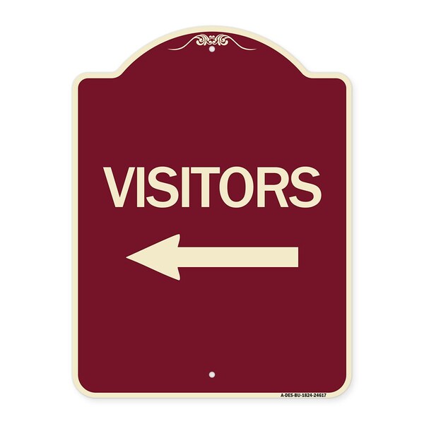 Visitors with Left Arrow Heavy-Gauge Aluminum Architectural Sign, 24" x 18", BU-1824-24617